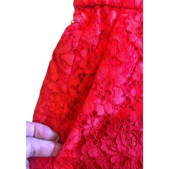 Classic Staple Red Lace Cropped Pants Scalloped Hem & Pockets, Women’s Size 6 - Picture 10 of 13